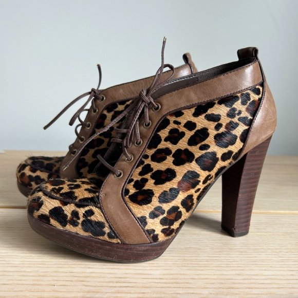 Diavelesi Pony Hair Platforms Leopard - Picture 1 of 3